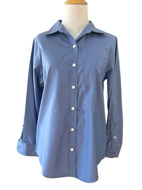 LL BEAN WRINKLE FREE LONG SLEEVE BUTTON DOWN SHIRT BLUE SIZE EXTRA SMALL